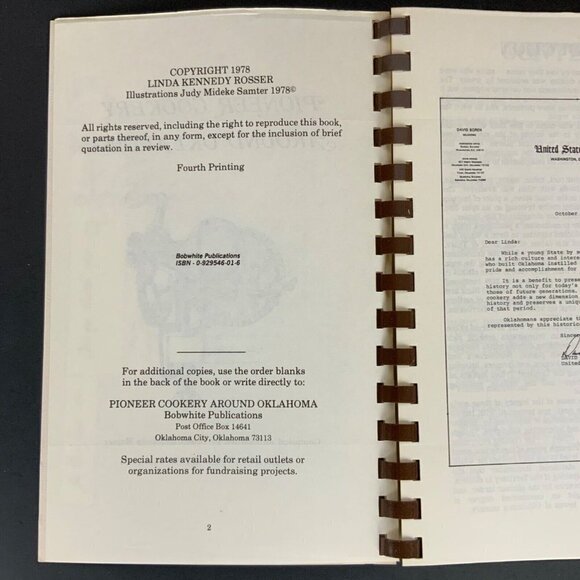 Pioneer Cookery Around Oklahoma by Linda Kennedy Rosser 4th Printing 1978 Spiral - Picture 4 of 14